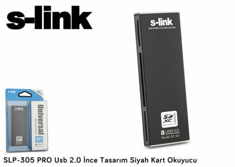 S-link SLP-305 PRO Usb 2.0 İnce Tasarım Siyah Kart Okuyucu