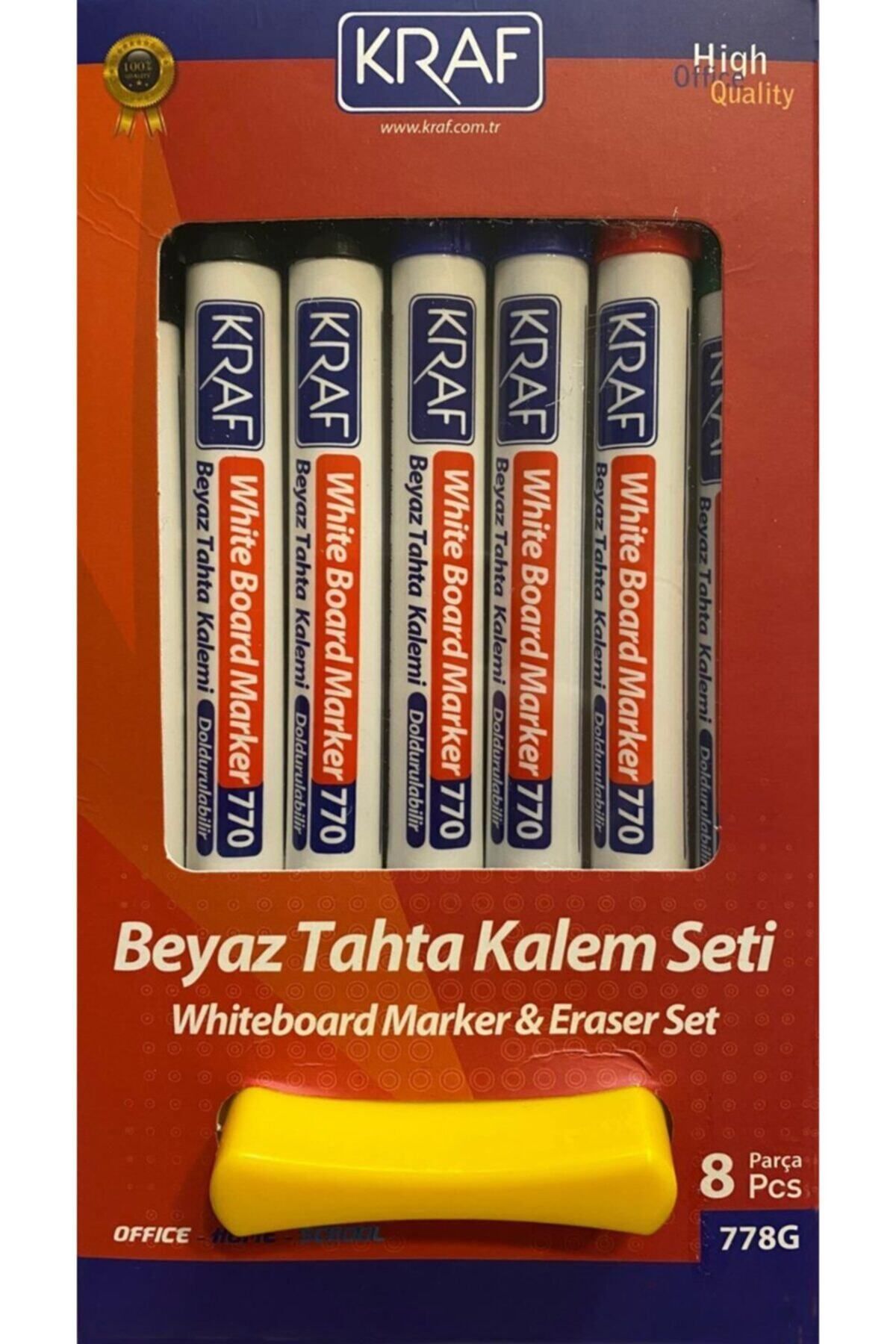 KRAF Beyaz Tahta Kalemi& Silgi Set 8 Li 778g