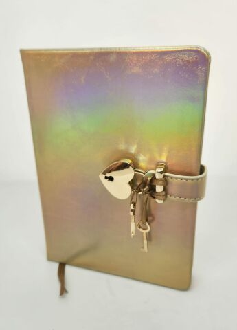 Hush Hush Metalik Kilitli Defter 13x18 Cm Iridescent Gold