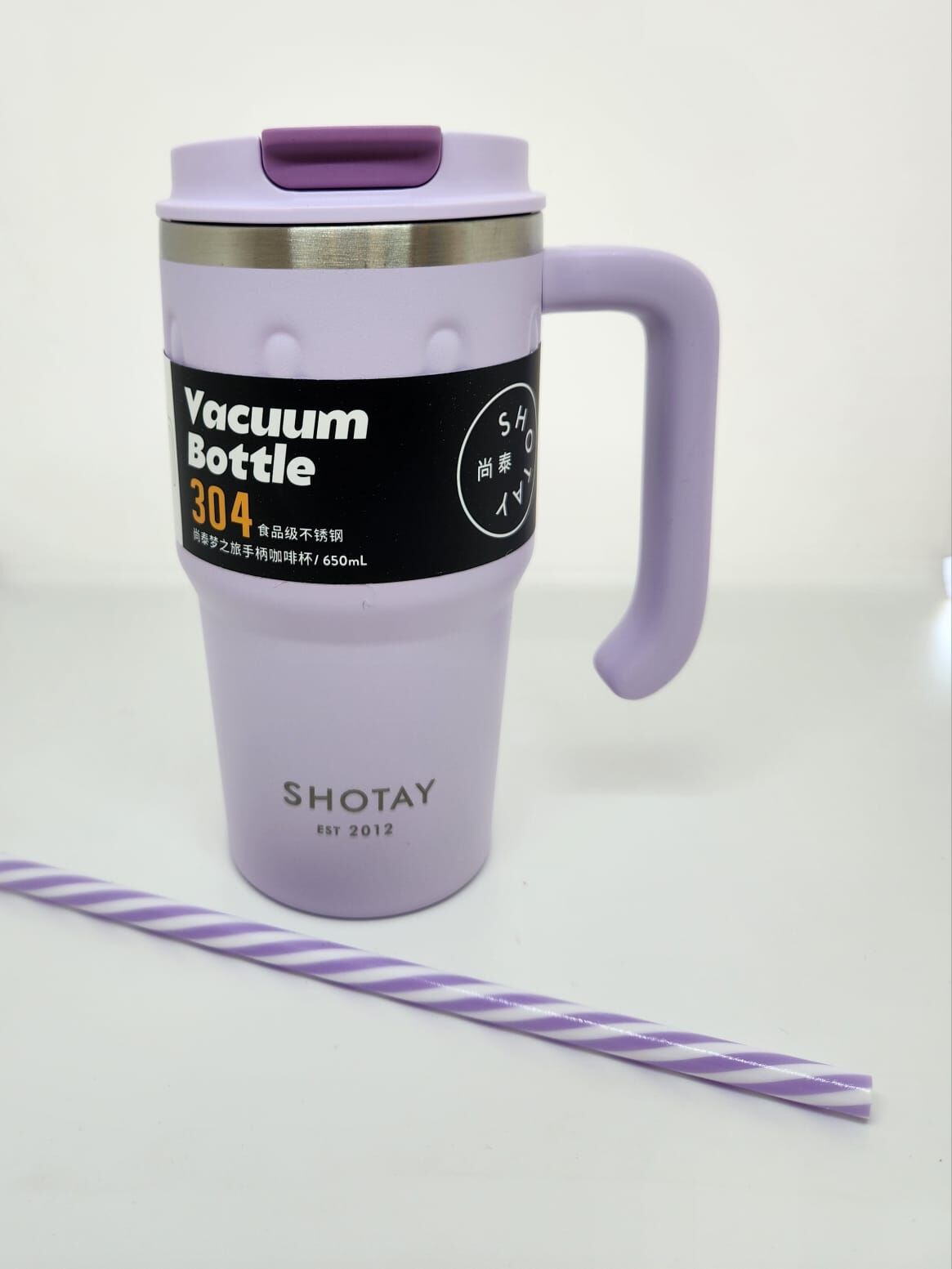 Shotay Handle Mug ST-8169 680ml Pipetli-Pipetsiz Kullanım Termos Bardak Lila