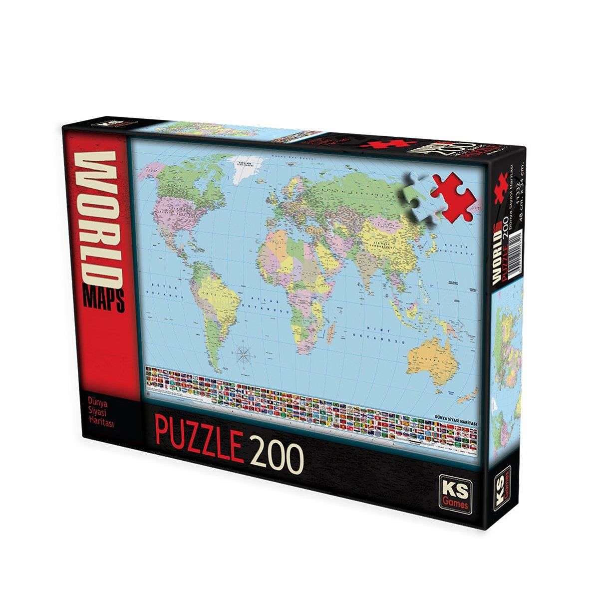 Ks Games World Maps (Dünya Siyasi Haritası) 200 Parça Puzzle