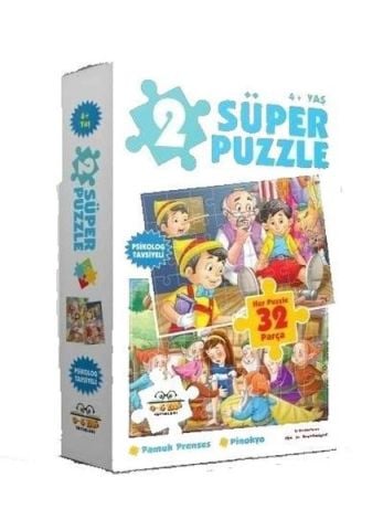 0-6 Yaş Yayınları 2 Süper Puzzle - Pamuk Prenses + Pinokyo