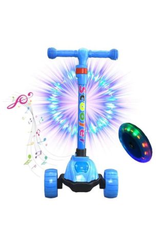 Birlik Müzikli Led Işıklı Katlanır Frenli Mavi  Scooter