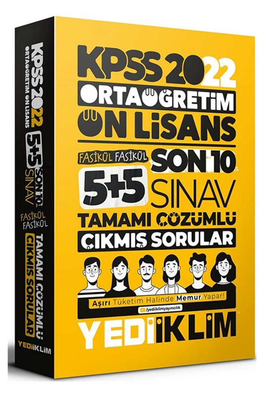 Yediiklim Yayınları 2022 KPSS Ortaöğretim Ön Lisans GY GK Son 10 Sınav Tamamı Çözümlü Fasikül Çıkmış Sorular