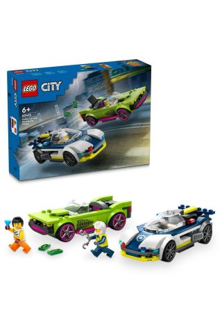 ® City Polis Arabası ve Spor Araba Takibi 60415 -  Yaratıcı Oyuncak Yapım Seti (213 Parça)