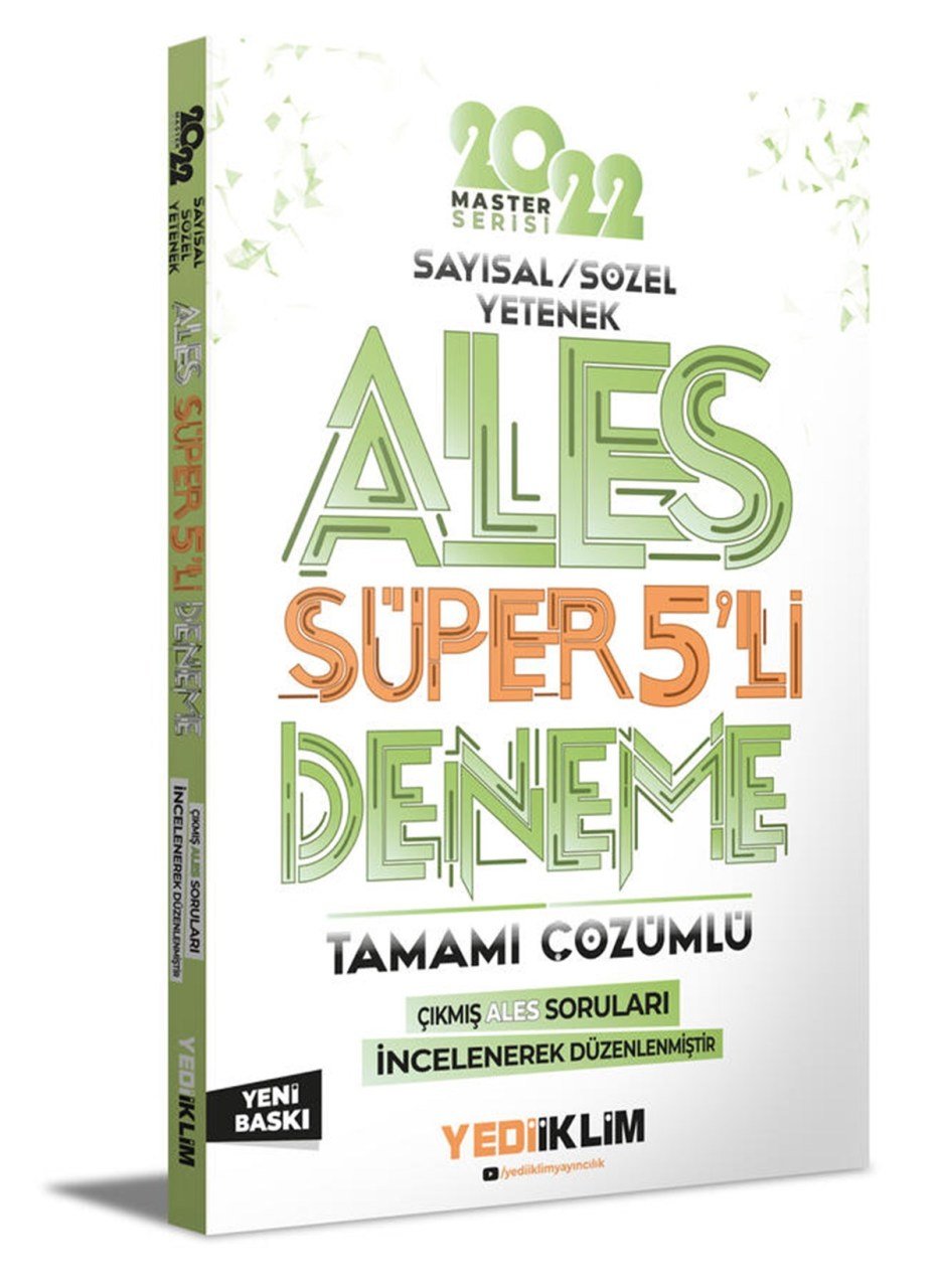 Yediiklim Yayınları 2022 Master Serisi Ales Sayısal Sözel Yetenek Tamamı Çözümlü Süper 5 li Deneme