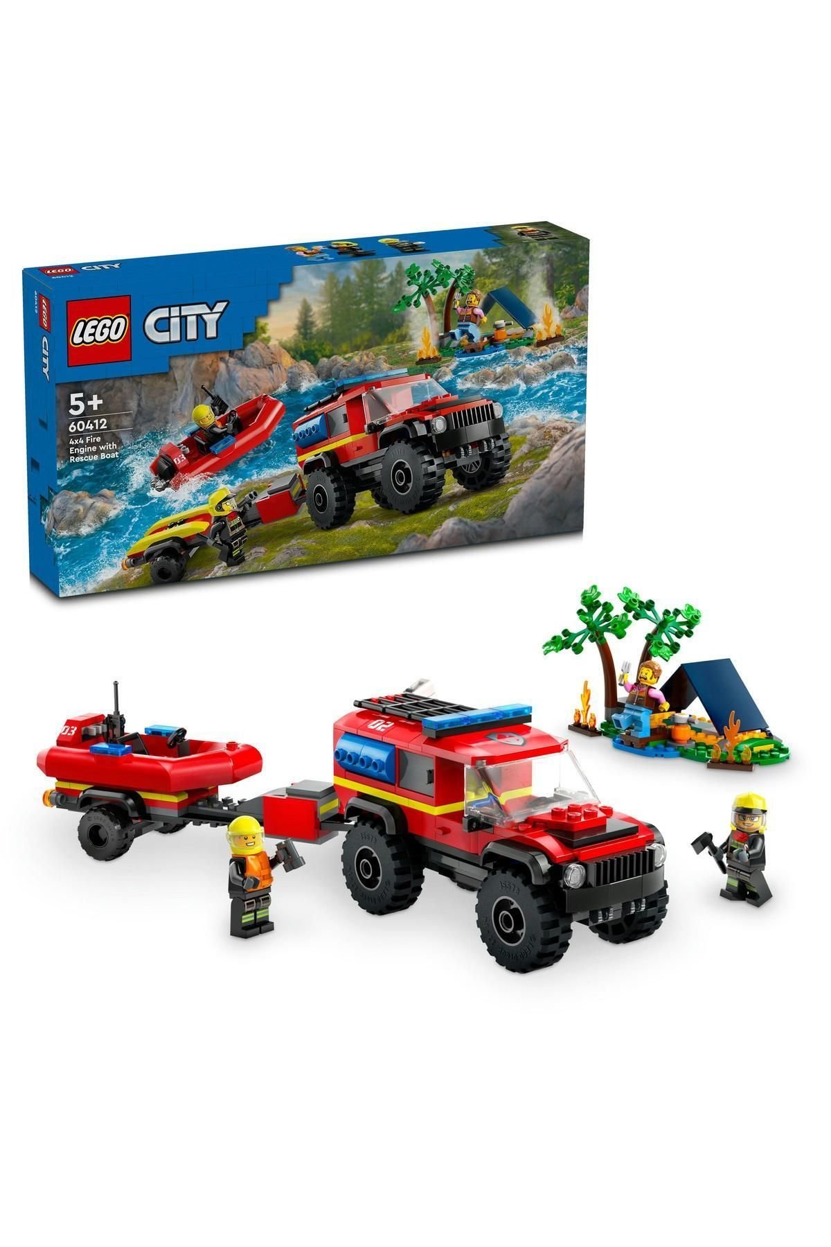 ® City 4x4 Kurtarma Botlu İtfaiye Kamyonu 60412 -  Yaratıcı Oyuncak Yapım Seti (301 Parça)