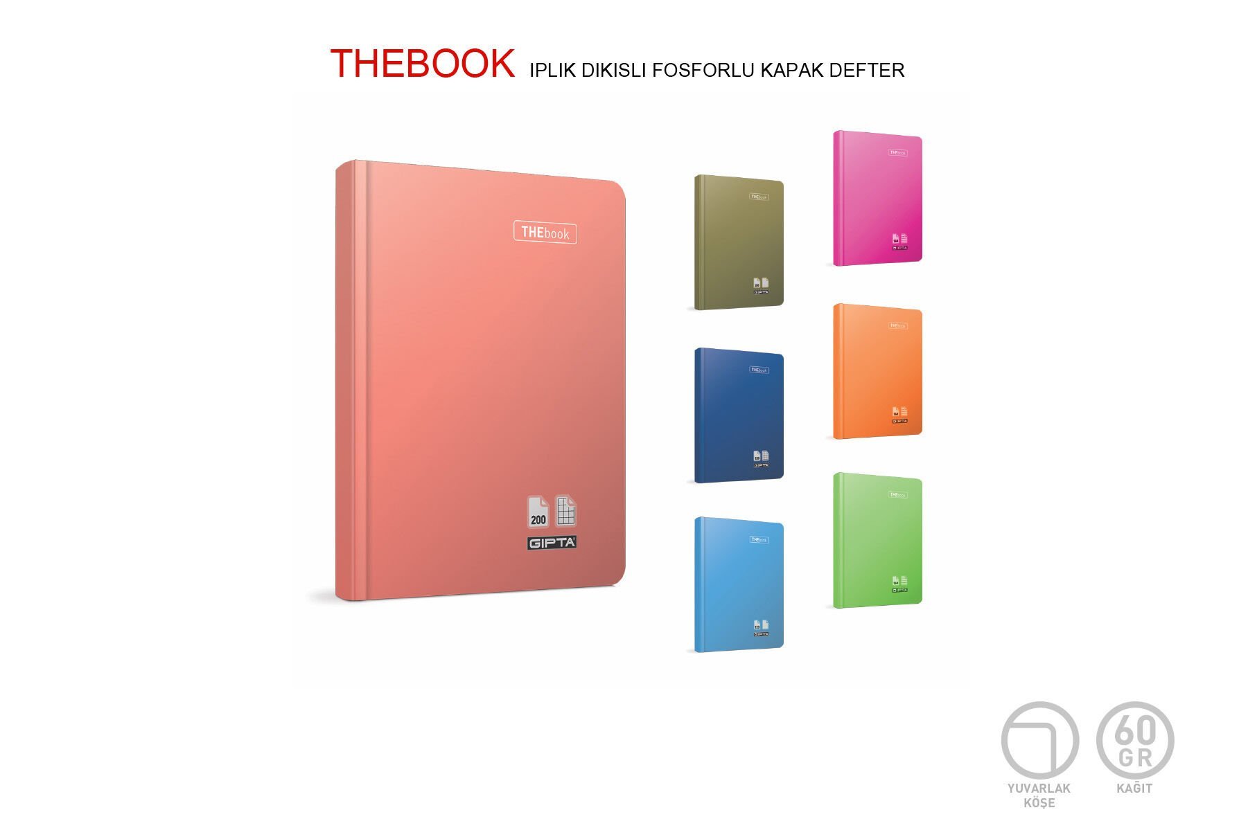 Gıpta TheBook 20x28 200 Yaprak Kareli Sert Kapak Ciltli Defter