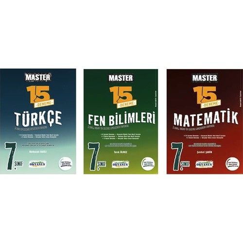 Okyanus Yayınları 7. Sınıf Master Türkçe -Matematik -Fen Bilimleri 15 Deneme 3 Set