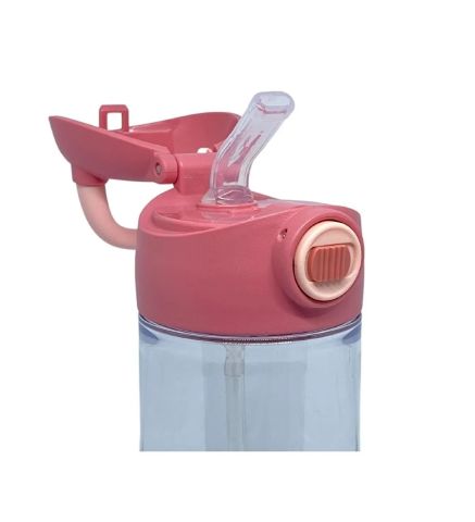 550ml Hayvan Desenli Pipetli Tritan Çocuk Matarası Pembe