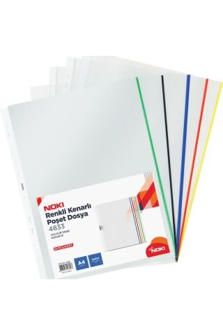 Poşet Dosya ( A4 ) Renkli Kenarlı 25'li Paket - 5 Renk X 5 Adet (90 Micron)