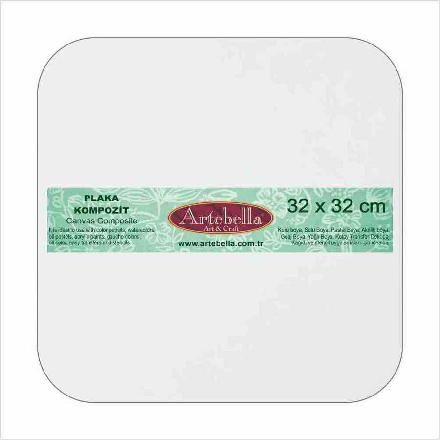 Artebella 32x32cm Kompozit (Sıkıştırılmış) Tuval Plaka Kavisli Kare