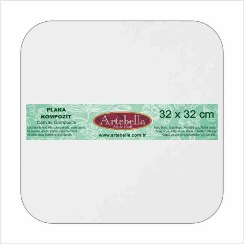 Artebella 32x32cm Kompozit (Sıkıştırılmış) Tuval Plaka Kavisli Kare