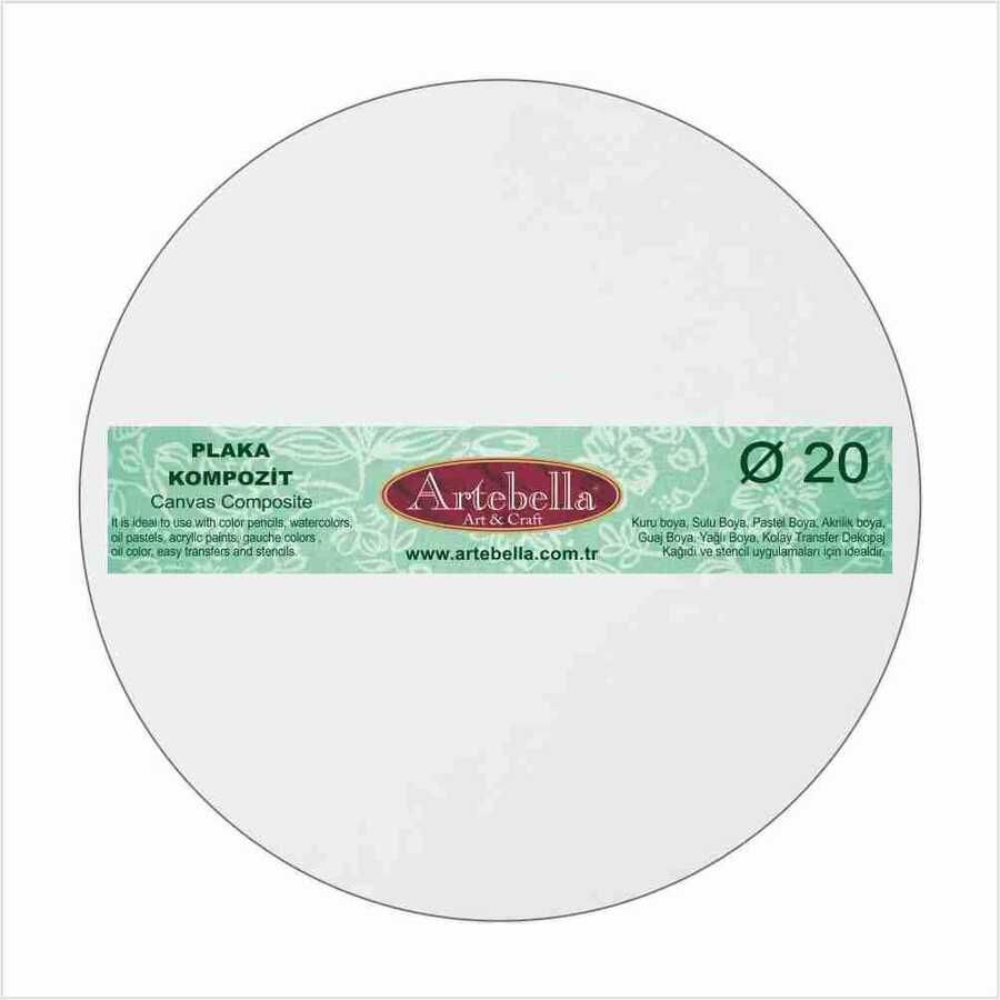 Artebella 20cm Kompozit (Sıkıştırılmış) Tuval Plaka Yuvarlak