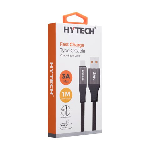 Hytech HY-X410 3A Type-C 1m Gri Data + Şarj Kablosu