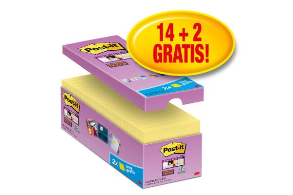 3M Post-it 654SS Super Sticky Kanarya Sarısı  16'lı Paket 76mmx76mm