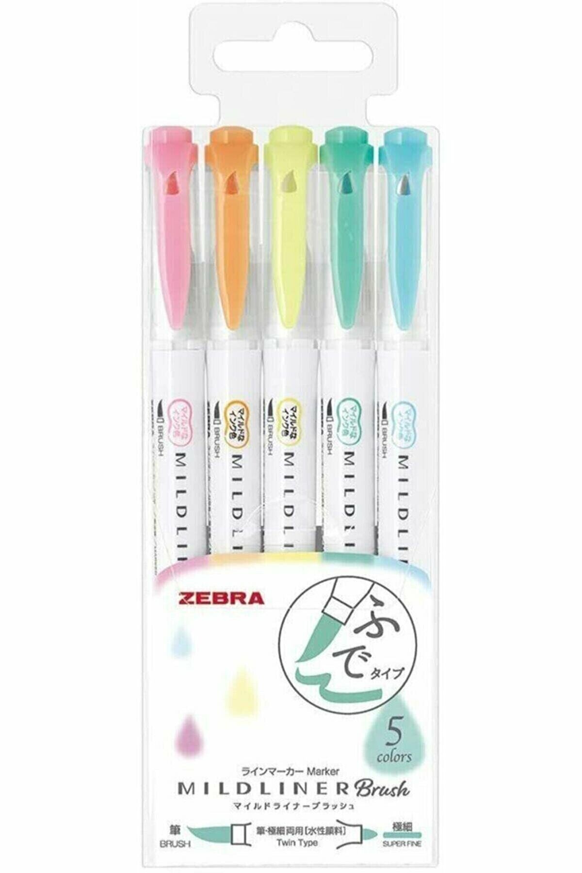 Zebra Mıldlıner Brush Pen5c Set Pastel renkler