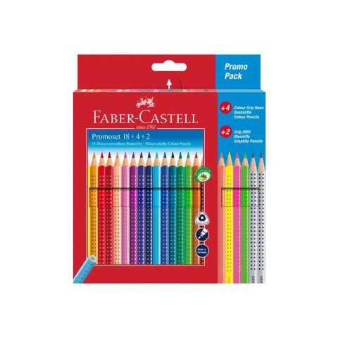 Faber-Castell Promoset 18+4+2 24 renk Kuru Boya Kalem Seti