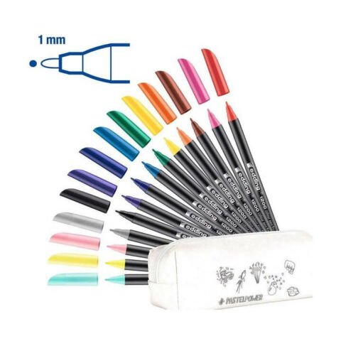 Edding 1200 Pastel Textile Kalemi 10 Canlı 4 Pastel Renk Boyanabilir Kalemlik ile Birlikte