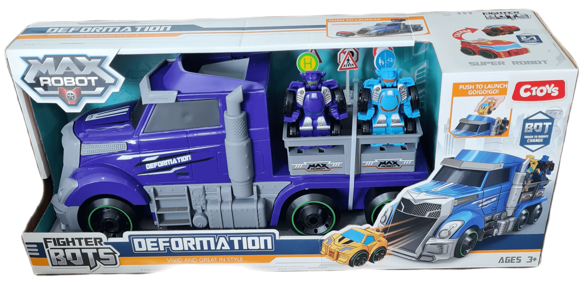 CTOYS Taşıyıcı Tır Ve Robota Dönüşüne Mini Araçlar Mor