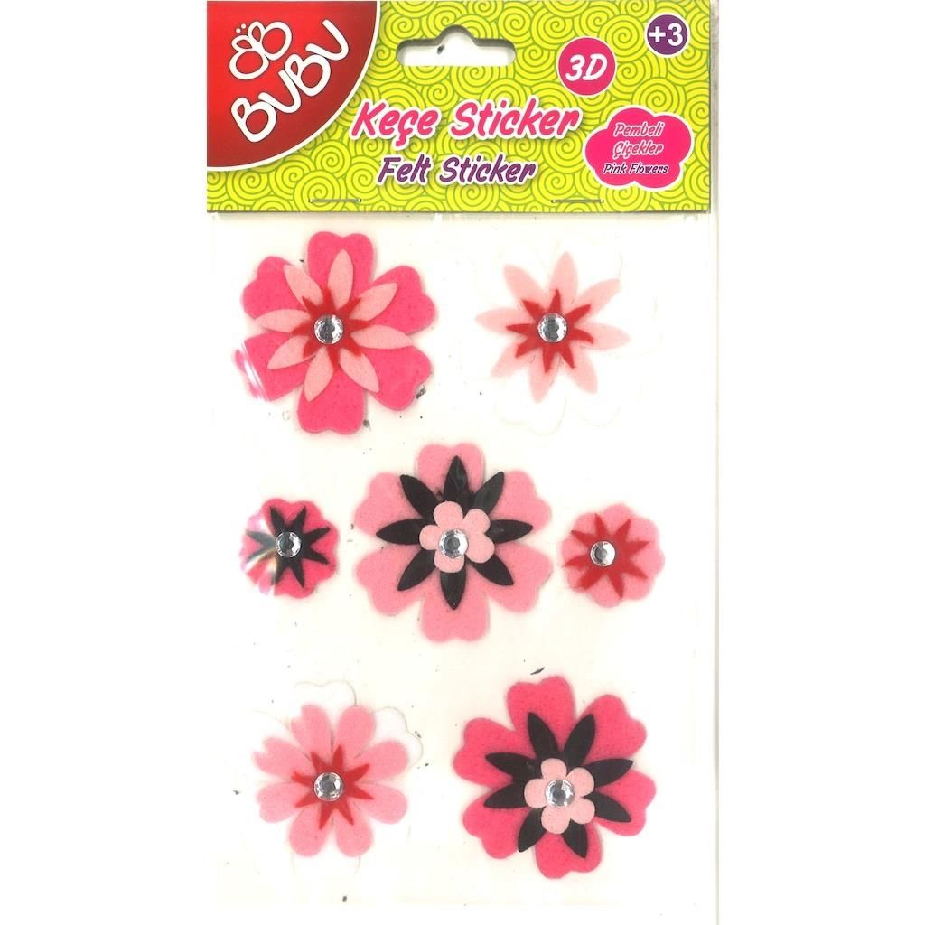 Bu-Bu Keçe Sticker Pembeli Çiçekler STS010(ST0031)