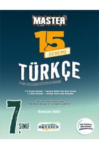 Okyanus Yayınları 7. Sınıf Türkçe Master 15 Türkçe Deneme 9786257108577