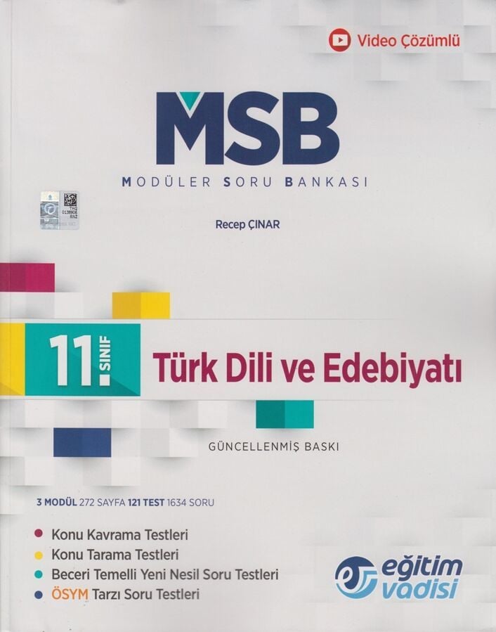 Eğitim Vadisi Yayınları 11. Sınıf Türk Dili ve Edebiyatı Güncel MSB Modüler Soru Bankası