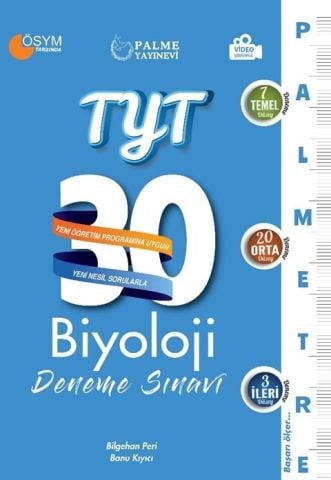 Palme Yayınları TYT Biyoloji Palmetre Serisi 30 Deneme Video Çözümlü