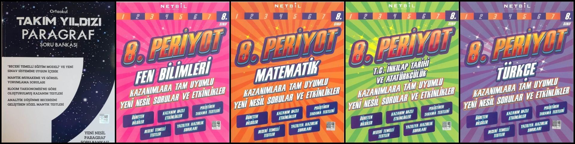 Netbil Yayıncılık 8.Sınıf Matematik-Fen Bilimleri-Türkçe-T.C. İnkılap Tarihi- Yeni Nesil Paragraf Soru Bankası