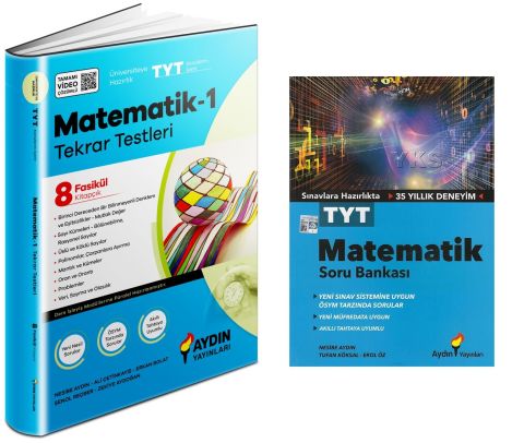 Aydın Yayınları TYT Matematik Soru Bankası + TYT Matematik Tekrar Testleri (8 Fasikül) Seti