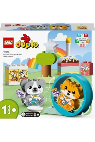 ® DUPLO® Sesli İlk Yavru Köpeğim ve Yavru Kedim 10977 -Evcil Hayvan Oyuncak Yapım Seti(22 Parça)