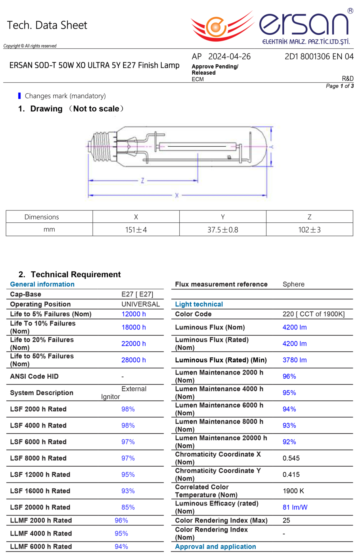 SOD-T 50W XO ULTRA 5Y E27