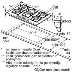 Siemens EP9A6QB90 iQ500 Gazlı Ocak 90 cm siyah