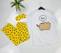 Hi Baskılı Uzun Pijama Takımı - Sarı