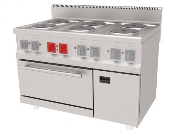 AEK-1270 - Elektrikli Kuzine, Altı Gözlü - Fırınlı ve Dolaplı