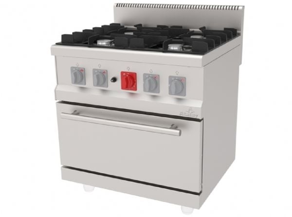 AGK-870 - Gazlı Kuzine, Dört Gözlü - Fırınlı