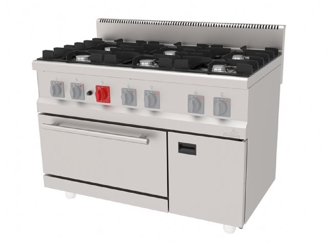 AGK-1270 - Gazlı Kuzine, Altı Gözlü - Fırınlı ve Dolaplı