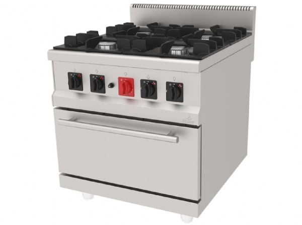 AGK-890 - Gazlı Kuzine, Dört Gözlü - Fırınlı