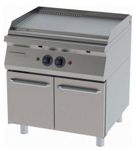 KGYID-8070 - Gazlı Pleyt Izgara, 1/2 Düz - 1/2 Nervürlü Yüzeyli - Set Tipi
