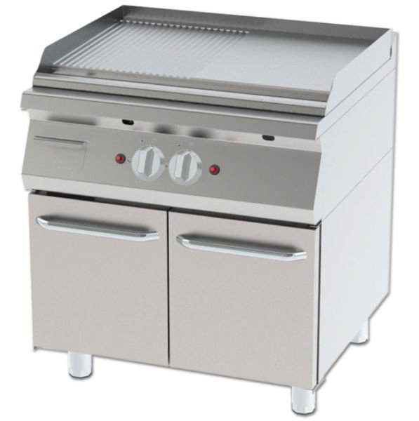 KGYID-8090 - Gazlı Pleyt Izgara, 1/2 Düz - 1/2 Nervürlü Yüzeyli - Set Tipi