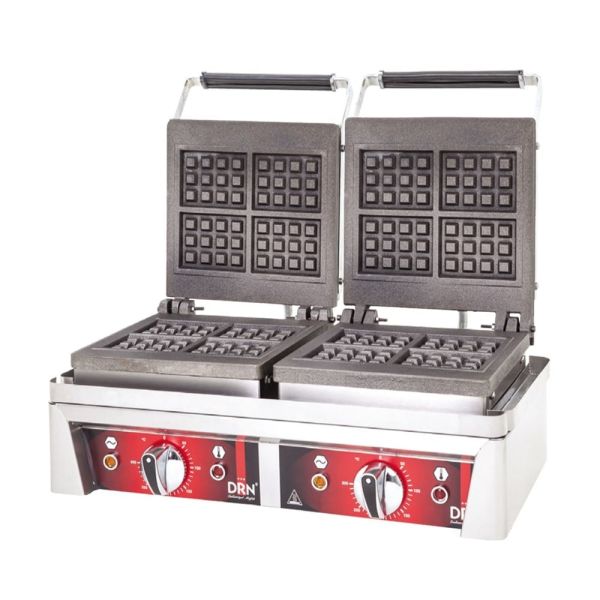 PWK-2 Model - Elektrikli Waffle Makinesi - Kare Desenli, Çift Kapaklı