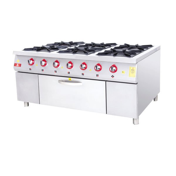 KU-1290 Model - Gazlı Set Tipi Ocak, 6 Gözlü, Fırınlı