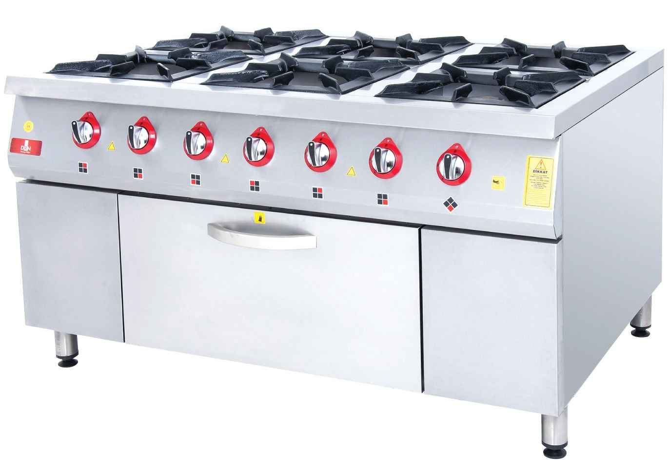 KU-1510 Model - Gazlı Set Tipi Ocak, 6 Gözlü, Fırınlı