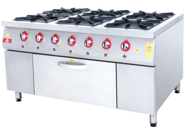 KU-1510 Model - Gazlı Set Tipi Ocak, 6 Gözlü, Fırınlı