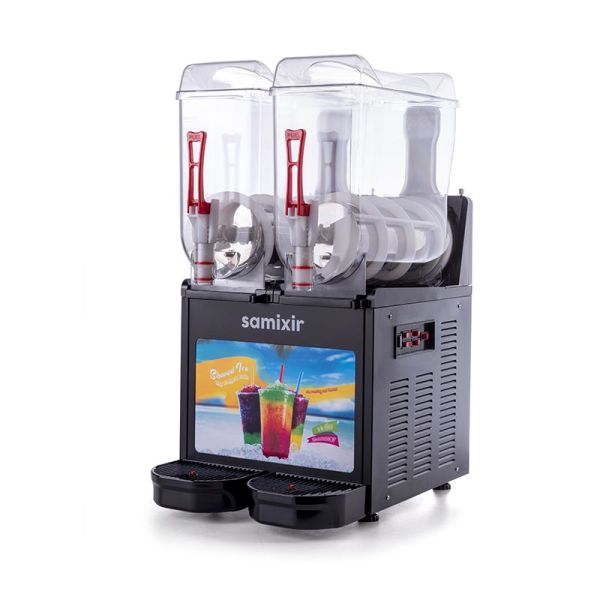 SLUSH Twin Allure Model - Karlama / Buzlu İçecek Dispenseri, Siyah Renk, 12 + 12 Lt