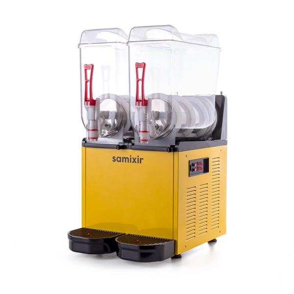 SLUSH Twin Model - Karlama / Buzlu İçecek Dispenseri, Sarı Renk, 12 + 12 Lt