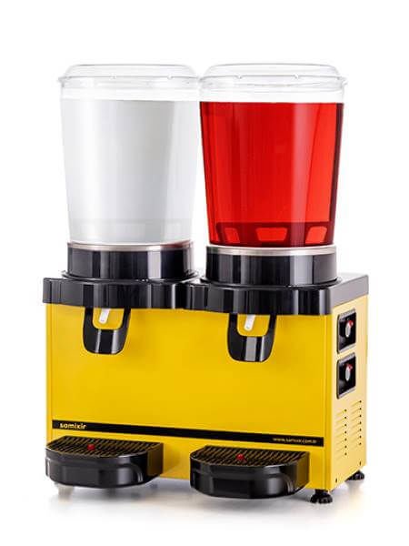 Panoramik 10 Twin Model - Karıştırıcılı Soğuk İçecek Dispenseri, Sarı Renk, 10 + 10 Lt