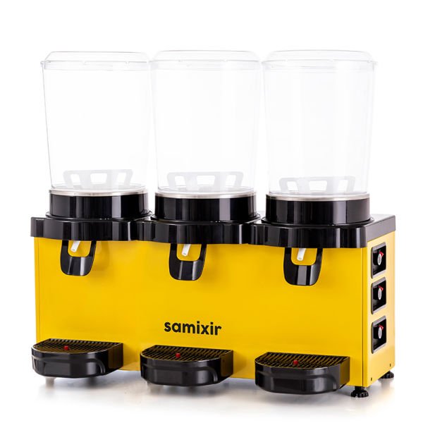 Panoramik 10 Triple Model - Karıştırıcılı Soğuk İçecek Dispenseri, Sarı Renk, 10 + 10 + 10 Lt