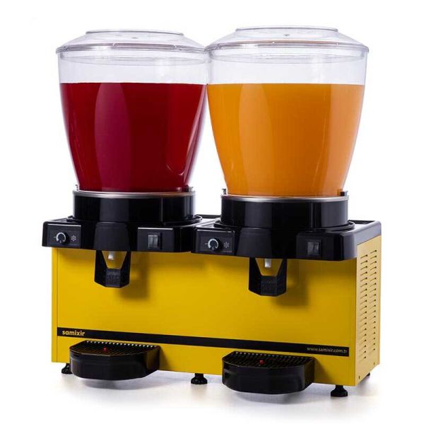 Panoramik 22 Twin Model - Kombinasyon Soğuk İçecek Dispenseri, Sarı Renk, 22 Lt Karıştırıcılı + 22 Lt Karıştırıcılı