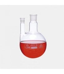 ISOLAB | Balon - Dibi Yuvarlak - 2 Boyunlu - Paralel Yan Boyun - Merkez Boyun - Yan Dişi Şilif  | 50 ml